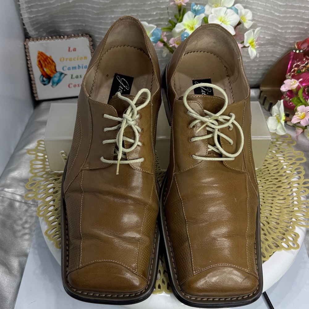 (R2) Giovanni Vintage,Y2K,brown leather square toe shoes, size 13, made in Italy - Picture 3 of 15